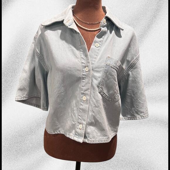 Cos cropped short sleeve denim shirt - Picture 5 of 7